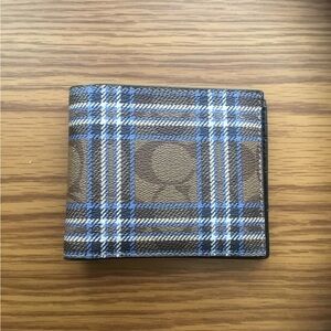 Coach Plaid Brown and Blue Men's Wallet